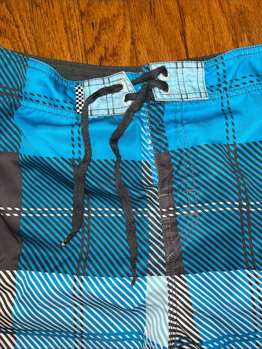 Vans Men's Blue Plaid Swim Shorts - Size 36
